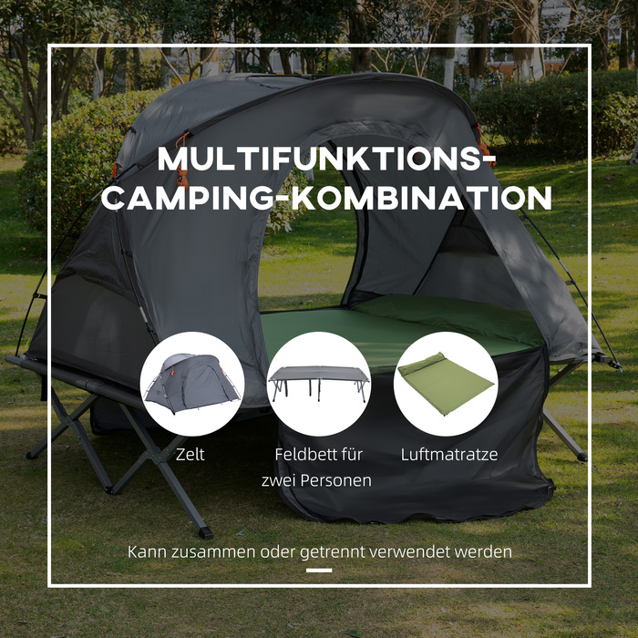 Outsunny Camping Bed Dome Tent 2 Person Air Mattress Grey 200x146x159cm | Aosom