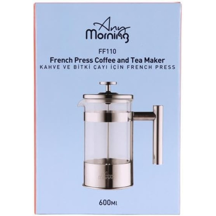 Френч-прес Any Morning для приготування кави | Кавоварка з нержавіючої сталі та скла | 600 мл