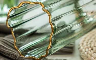 Висока скляна ваза для квітів, велика ваза-циліндр для декору інтер'єру (зелена, 10x10x25 см)