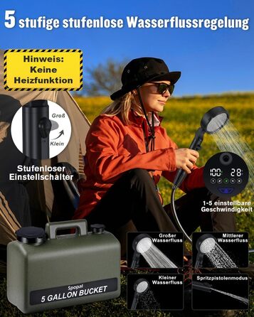 Портативна душова кабіна для кемпінгу з акумулятором 10000mAh та 20л баком. Комплект для відпочинку на природі, в авто та для миття тварин