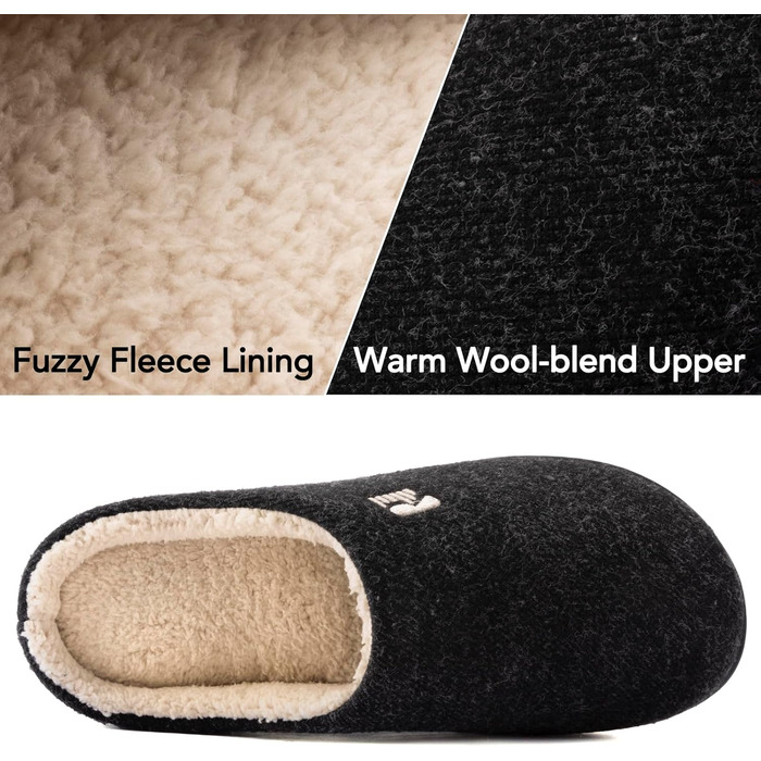 Чоловічі халапи RockDove з підкладкою Sherpa та піною Memory Foam, 40/41 EU, чорні