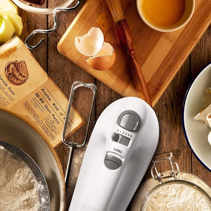 Електричний ручний міксер Duronic 400W з набором насадок: вінчики, гаки для тіста, міксер для випічки, тіста та збивання яєць