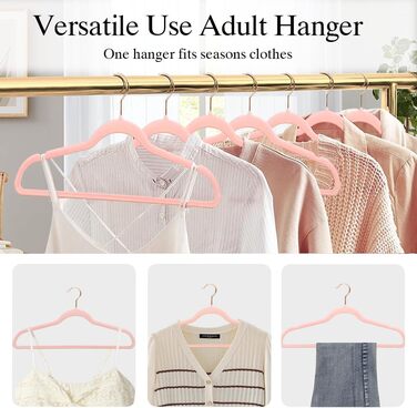 22 шт. плюшеві вішалки для одягу Stormix для дорослих, преміум-якість, антиковзаючі, ультратонкі, для костюмів, сорочок, суконь, темно-рожевого кольору (гачки рожевого золота)