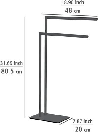 Підставка для рушників WENKO Recco, чорна, з нержавіючої сталі, 48 x 80.5 x 20 см