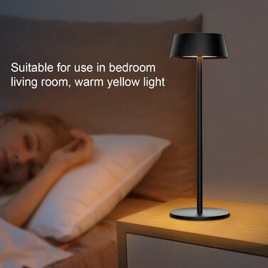 Акумуляторна LED настільна лампа K-Bright з димером, тепле світло 3000K, водонепроникна, для дому та вулиці, USB-C, чорна (2 шт)