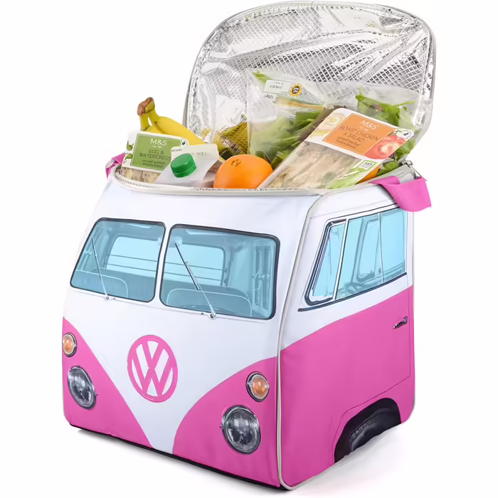 Board Masters - Volkswagen Insulated Cooler Bag/Box/Thermal Bag/Camping Cooler/Picnic Bag T1 Bulli Bus Pink VW T1 Bus