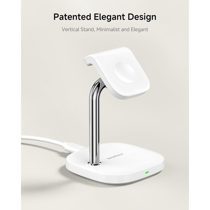 Зарядний пристрій для Apple Watch SwanScout 505A (Чорний): Підтримка всіх моделей (Ultra 3, SE 3, 11, 10, 9, 8, 7, 6, 5, 4, 3, 2, SE 2), Бездротова зарядка 5W, Регульований кут