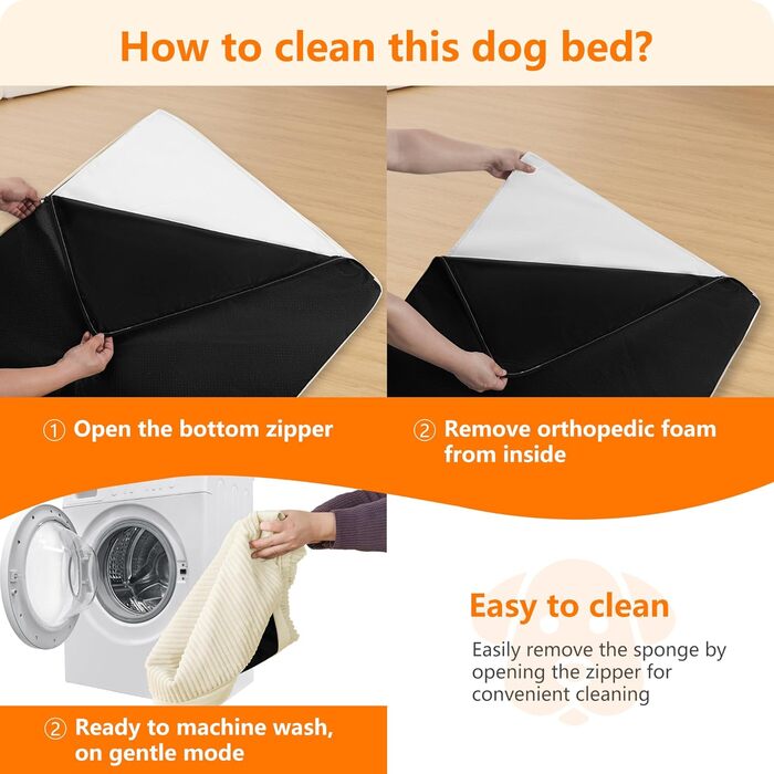 Ортопедичне ліжко для собак HMTOPE, 91 см, товщина 9 см. Зручне, знімне, водонепроникне, з антиковзким покриттям. Підходить для собак середніх порід.