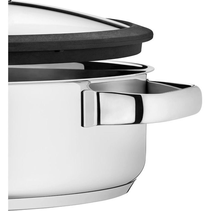 Пароварка WMF Vitalis Aroma, 28 см, з нержавіючої сталі Cromargan, 5 л, з термометром та кришкою зі склом, для плити та духовки