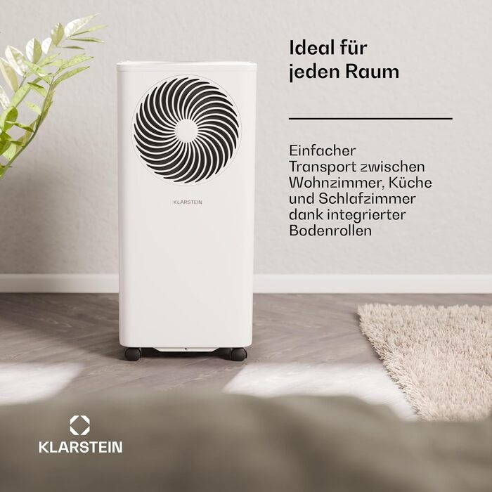 Klarstein Aero Ring Mobile Klimaanlage: мобільний кондиціонер 9000 BTU з функцією охолодження, осушення та вентиляції, керування через додаток та голосове управління, для приміщень до 31 м², енергоефективність A, R290, легкі ролики