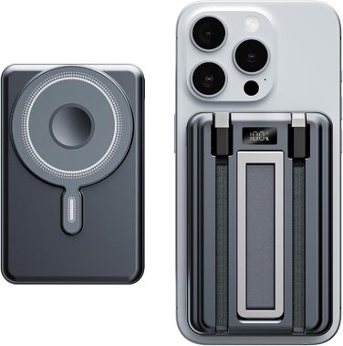 Power Bank Magsafe 10000mAh з USB-C, 20W PD, бездротова зарядка для iPhone, Apple Watch, AirPods (Чорний)