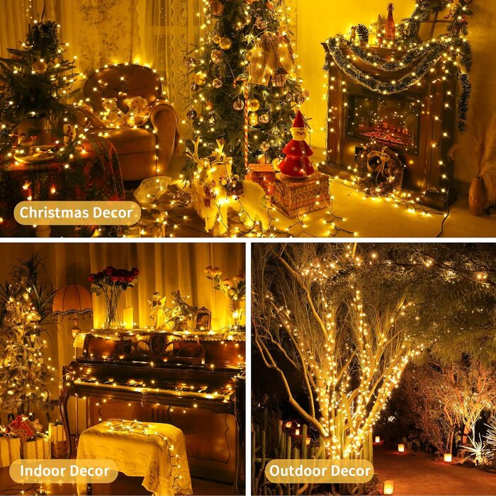 Гірлянда для прикрашання ялинки та фасаду будинку - 80м, 800 LED, з пультом, таймером, водонепроникна, 8 режимів, тепле світло