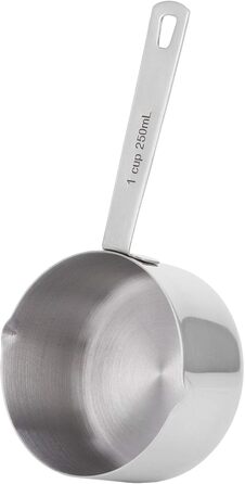 FBHappiness Stainless Steel 304 Measuring Cup, Metal Measuring Spoons, Baking Measuring Spoons with Scale, Cake Measuring Spoons for Kitchen, Household Scale (Size: 1/3 Cup 80 ml) (1 Cup 250 ml)