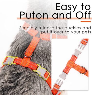 Шлейка для собак ThinkPet No-Pull, дихаюча, для малих, середніх та великих собак, регульована, м'яка, для прогулянок, з контролем, з підкладкою, світловідбиваюча (Помаранчевий, S, 1 шт.)