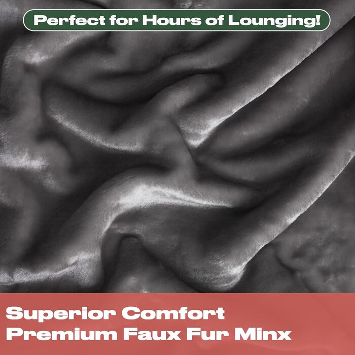 Теплий пухнастий плед DREAMSCENE з штучного хутра, антрацит, 200 x 240 см