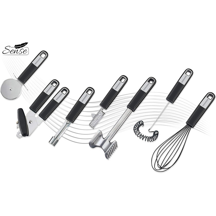 Міксер Fackelmann SENSE 26 см, ручний, для посуду з антипригарним покриттям, з нержавіючої сталі, з м'яким антиковзним руків'ям, срібно-чорний