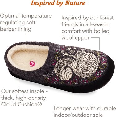 Тапочки жіночі Acorn Hoodback з вишивкою, сірі, 39/40.5 EU