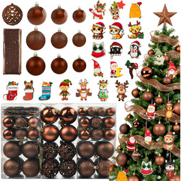 Набір прикрас на ялинку 101 шт. Пластикові кулі Рожеве золото Матові, Блискучі, з Гліттером, Ялинкові стрічки, Декор для дому та свят