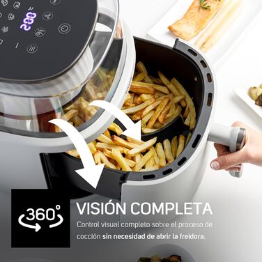 Фритюрниця Taurus Aero Crisp Spin 6L з обертальним механізмом, 6л, 1550 Вт, до 200°C, сучасний дизайн, біла