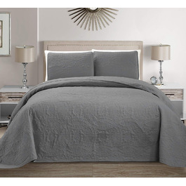 Тканина для ліжка MK Home Collection Solide з тисненням, ковдра-плед, великий розмір (Світло-сірий, King/California King)