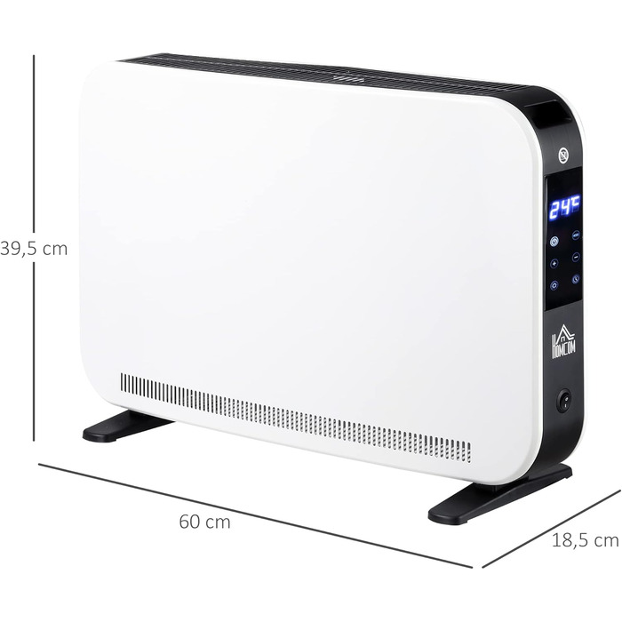 Електричний обігрівач HOMCOM 2000W з 3 режимами нагріву, LED-дисплеєм та таймером, для приміщень до 18 м²