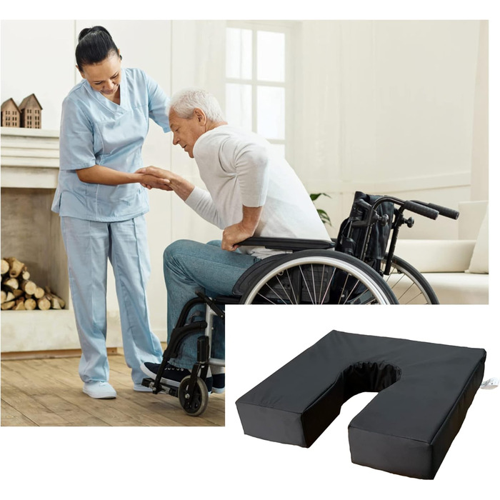 Gar Medical Visco-Druckentlastungskissen, Horseshoe Shape, Waterproof and Breathable, Visco Foam, Cushion for Hemorrhoids and Tailbone Pain, Unisex, Orthopedic Pillow