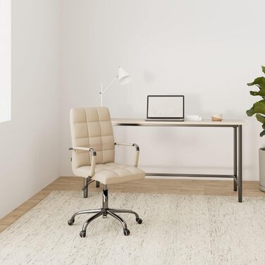 Офісний стілець CLP Deli V2 з штучною шкірою та якісним м'яким сидінням | Регульована висота, колір: кремовий