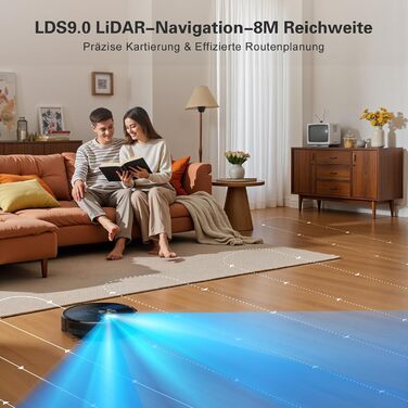 Робот-пилосос Lubluelu 3-в-1 з док-станцією, 4500Pa, функція вологого прибирання, лазерна навігація, керування через додаток, для тварин, килимів, твердих підлог (чорний, блакитний)