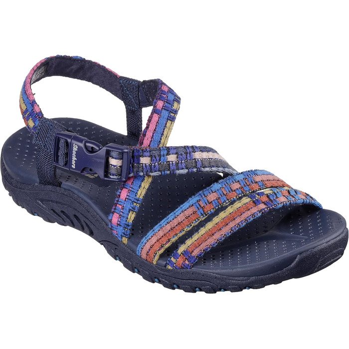 Сандалі жіночі Skechers Reggae Sew Me Boho плетені з ремінцями, блакитно-різнокольорові, розмір 37.5 EU