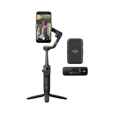 Стабілізатор DJI Osmo Mobile 6 для iPhone/Android, 3-осьовий, з розсувним штативом, трекінг об'єкта, для Vlogging, YouTube, TikTok (Slate Gray, з мікрофоном DJI Mic)