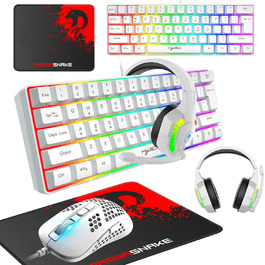 Ігровий набір 4 в 1: Клавіатура 60%, Миша, Навушники та Pad. Білий. RGB, Anti-Ghosting, 2400 DPI