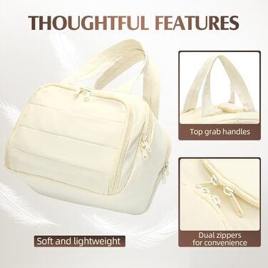 Чоловіча та жіноча дорожня косметичка Axcone, велика, широка, для подорожей, органайзер для макіяжу та косметики, ручна сумка, косметичка для ручної поклажі (Beige)