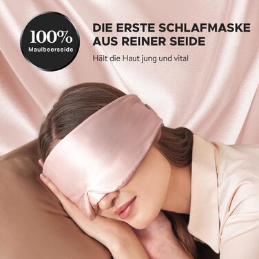 Шовкова маска для сну LitBear, 100% шовк 22 Momme, для жінок та чоловіків, з регульованою стрічкою, рожевого кольору