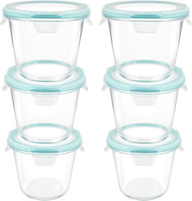 Набір контейнерів для їжі Vtopmart (15 шт.) з кришкою, скляні дозовані контейнери, для зберігання їжі, сумісні з мікрохвильовою піччю, морозильником та посудомийною машиною (6 шт. супових мисок)