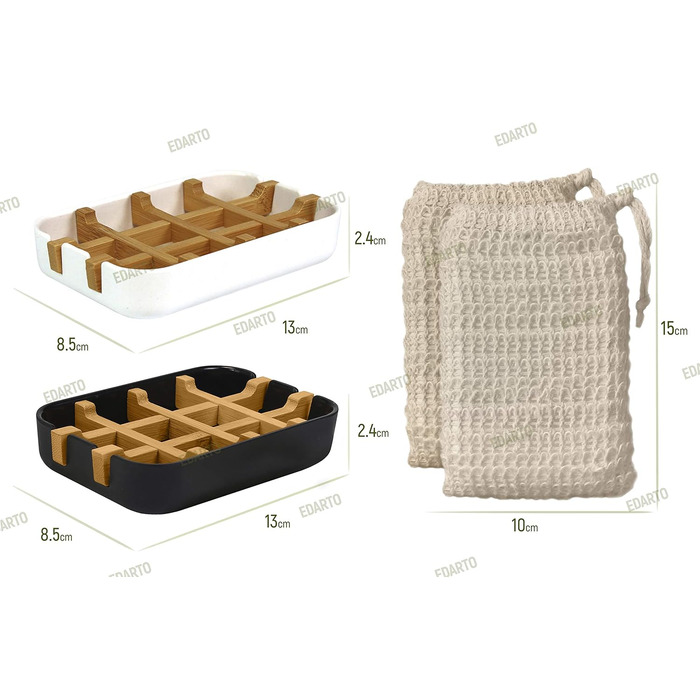 Набір для миття рук: мильниця з бамбука та кукурудзяного крохмалю + 2 мішечки для мила