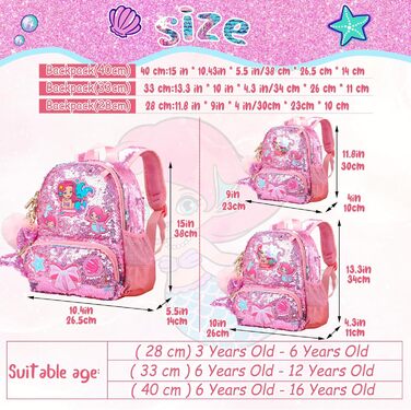 Рюкзак для дівчинки Єдиноріг, дитячий рюкзак з паєтками, персоналізований рюкзак Kawaii для школи/садочка, подарунок на день народження/Новий рік (рожевий, 38 см)