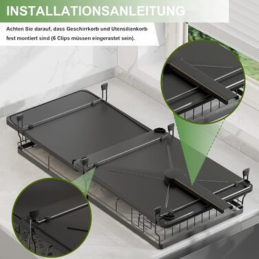 Підставка для посуду ROTTOGOON 2-рівнева з нержавіючої сталі, чорна, для кухонної стільниці