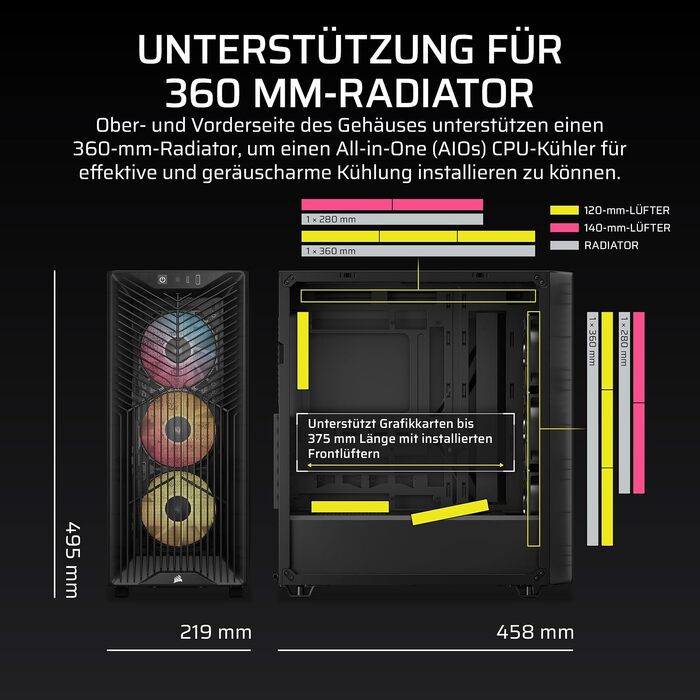 Корпус для ПК Corsair 3200D RS ARGB Mid-Tower ATX, димчасто-сірий