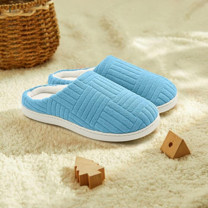 Зручні антиковзкі домашні тапочки з Memory Foam з бавовни для жінок (36/37 EU, блакитні)