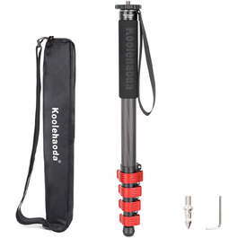 Монопод Koolehaoda MP-285EC для камери: карбонове одноноге штатив, 166 см, 6 секцій, вантажопідйомність 10 кг