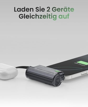 Power Bank SHARGE Flow Mini 2 22.5W: Компактний акумулятор з інтегрованим кабелем для iPhone та Galaxy, USB-C та Lightning
