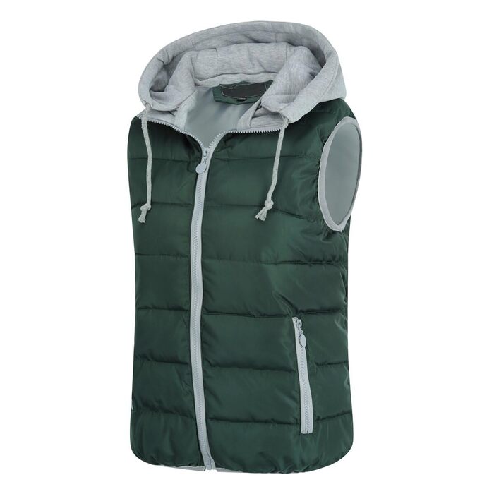 Жіноча степна жилетка YYNUDA з капюшоном, легка пухова жилетка, тепла, з прошарком, зимова жилетка, для активного відпочинку, S, зелена