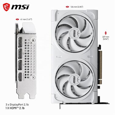 Відеокарта MSI GeForce RTX 5060 Ti VENTUS 2X OC WHITE 8GB GDDR7, PCIe 5.0