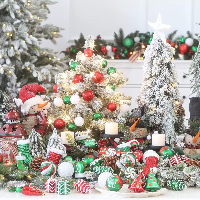 Набір ялинкових кулі Sea Team 77 шт., міцні, прикраси на ялинку, кулі-підвіски, з подарунковою упаковкою