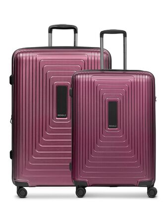 Набір пластикових валіз REDOLZ з б'юті-кейсом, 4 предмети, колір Aubergine Metallic