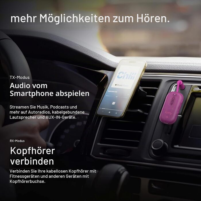 Bluetooth-трансмітер та ресивер Twelve South AirFly Pro 2 для AirPods та навушників, Fuchsia Ice