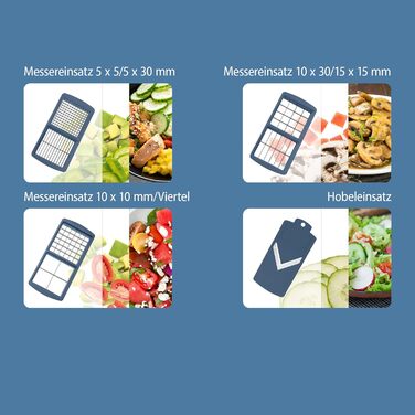 Nicer Dicer Smart від Genius: Набір для нарізки овочів 10 в 1, блакитний. Ручний набір для нарізки овочів, фруктів, салату, тертки, кухонного помічника, 800 мл.