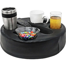 Sofa-Buddy Practical Couch Cup Holder, Couch Coaster, Sofa Cup Holder - The Perfect Couch Accessory (Big-Leather-Black)