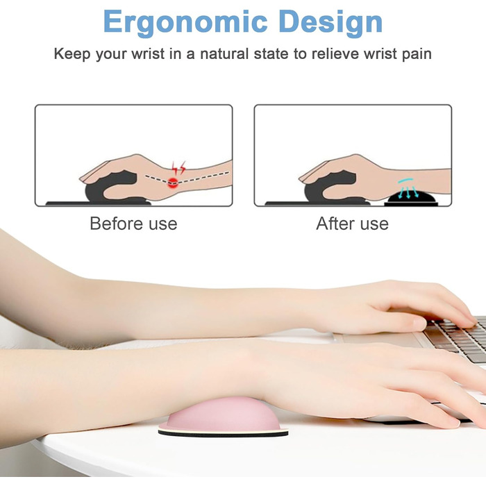 Підставка для зап'ястя Dapesuom - м'яка підставка для клавіатури з memory foam, для офісу та дому, рожева
