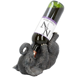 Nemesis Now Guzzlers Elephant Wine Bottle Holder, 21 cm, Grey